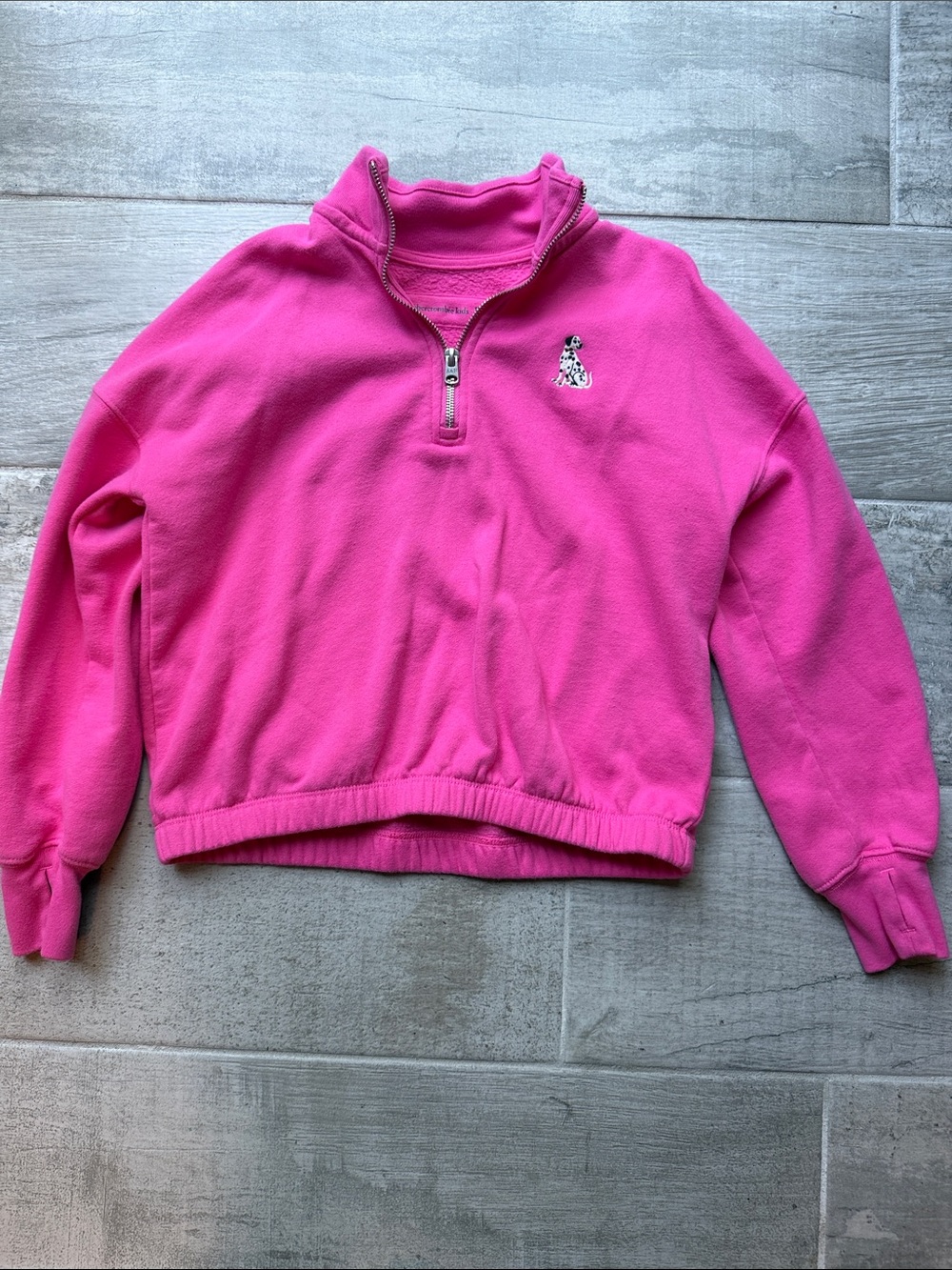 abercrombie kids Hot Pink Half-Zip Fleece Pullover with Dog Embroidery